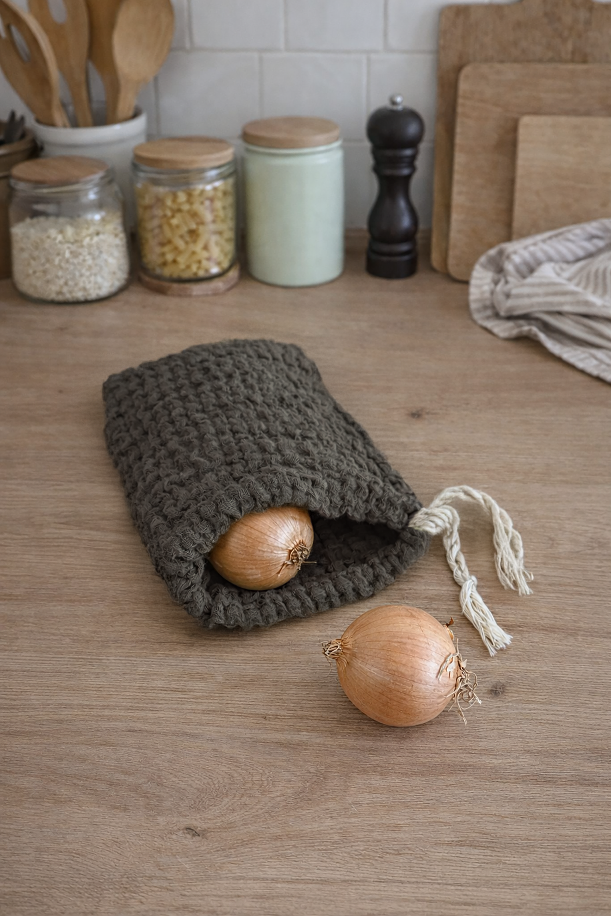 Waffle Drawstring Pouch